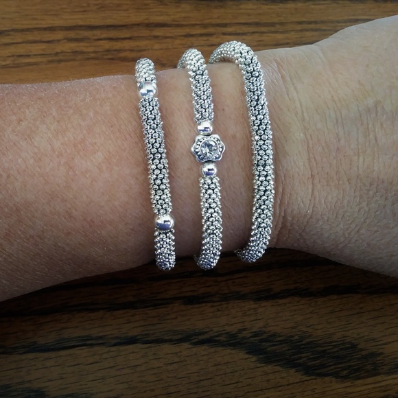NEW Silver Beaded Bangle Bracelet - Picture 3 of 3